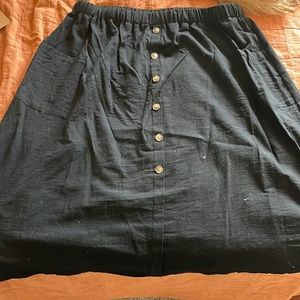 Black A-Line Button Skirt Shein